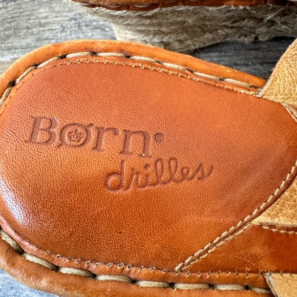 Born Drilles Wedge Sandals Brown 9M - Picture 3 of 9